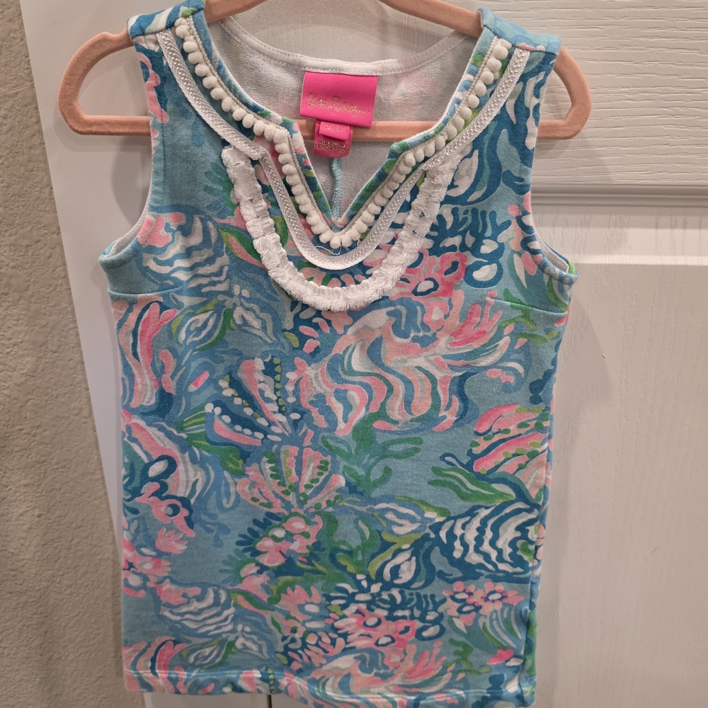 Lilly Pulitzer Kids Blue and Pink Tank Top
